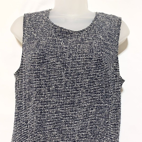 Theory Womens Sleeveless Black White Tweed Fit and Flare Dress Size 10 - Picture 5 of 11